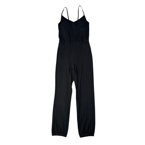 VUORI Lux Jogger Jumpsuit V Neck Black Built In Bra Super Soft Athleisure Size M - Picture 3 of 10